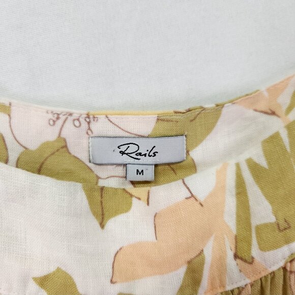 Rails Valentina Linen Mini Dress Size Medium Tiered Citrus Floral Print - Picture 6 of 12